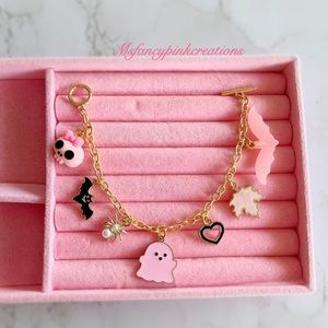 24k gold plated Handmade pink Halloween charm bracelet